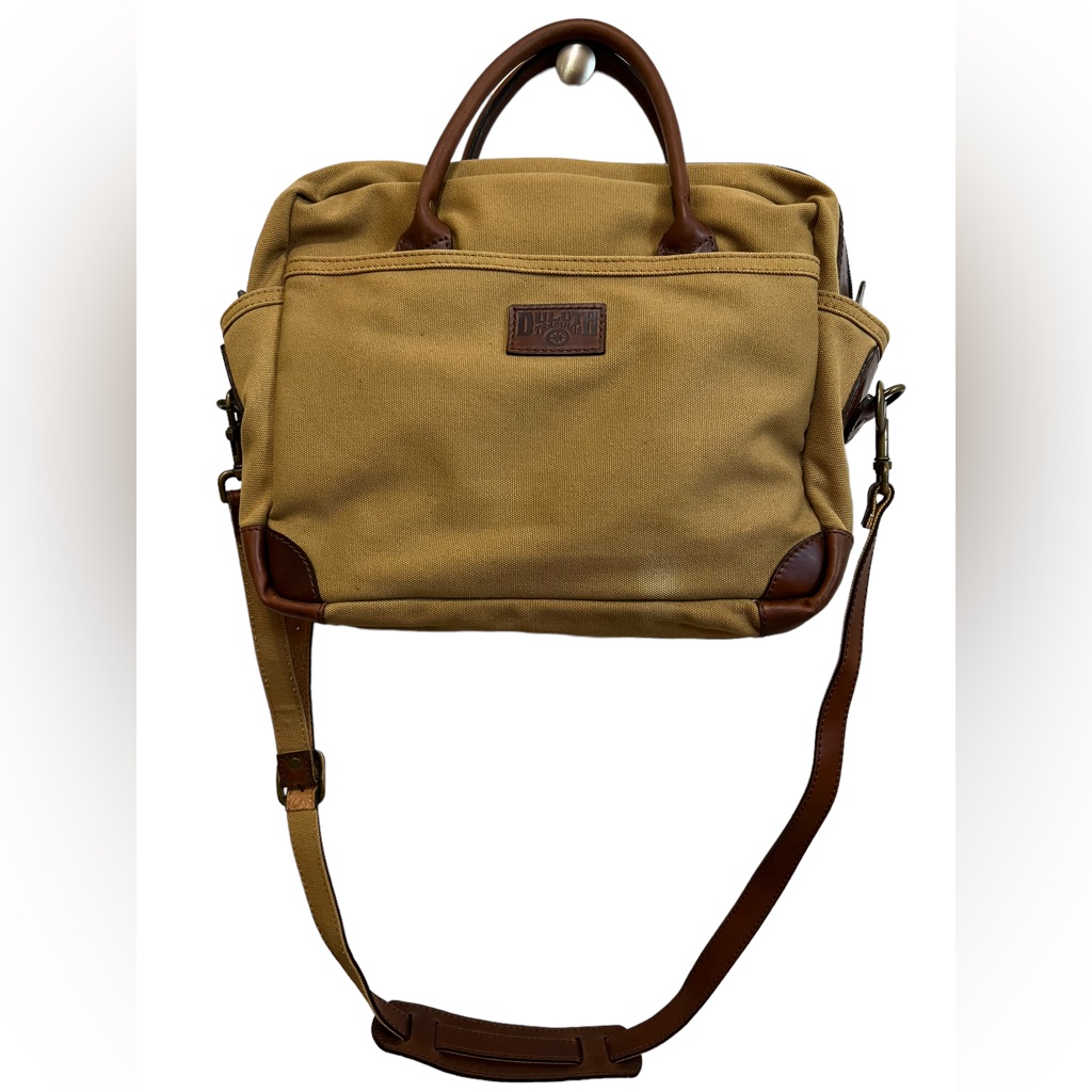 Duluth Trading Co. Canvas Messenger Bag Leather Trim